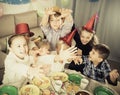 Children having fun during friendÃ¢â¬â¢s birthday party Royalty Free Stock Photo